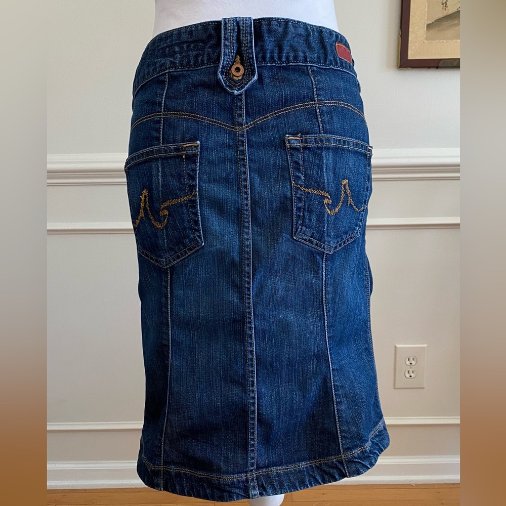 AG Adriano Goldschmied Demure Denim Pencil Skirt Front Slit Pockets size 29 - Picture 3 of 16